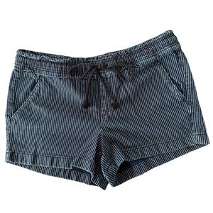 LOFT Navy and White Striped Jean Shorts